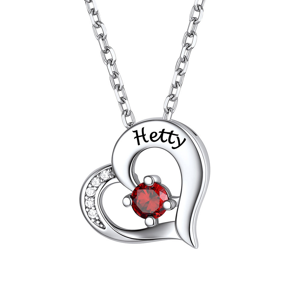 Personalized Heart 1-5 Birthstone Necklace