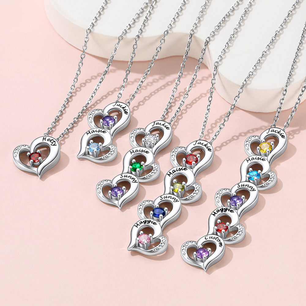 Personalized Heart Birthstone Necklace