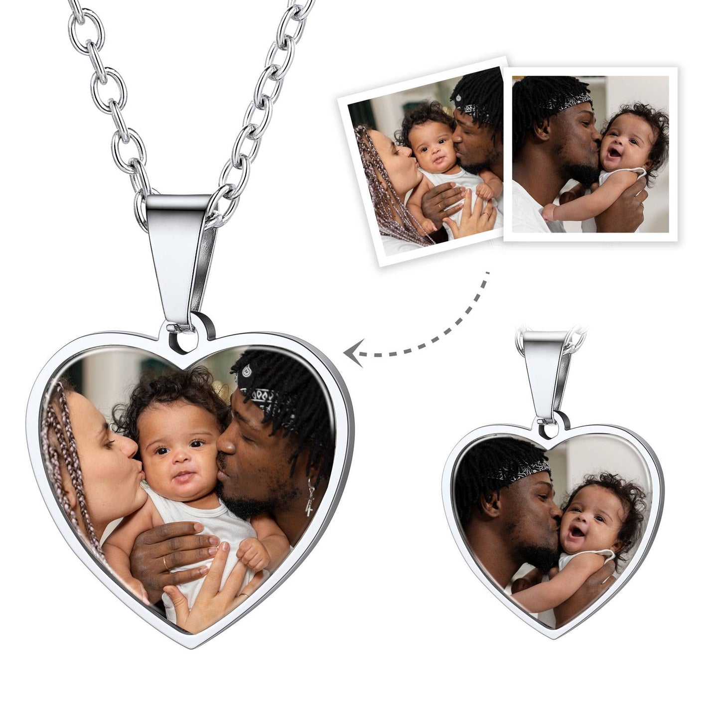 Personalized Heart Double Sided Picture Necklace