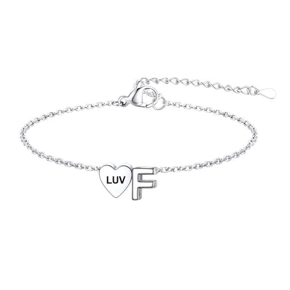 Personalized Heart Initial F Bracelet for Women