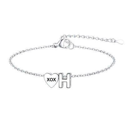 Personalized Heart Initial H Bracelet for Women
