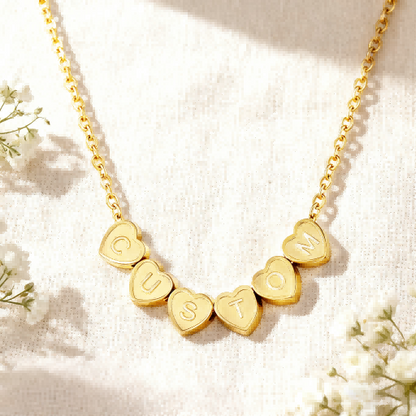 Personalized Heart Initial Necklace in Gold Plated