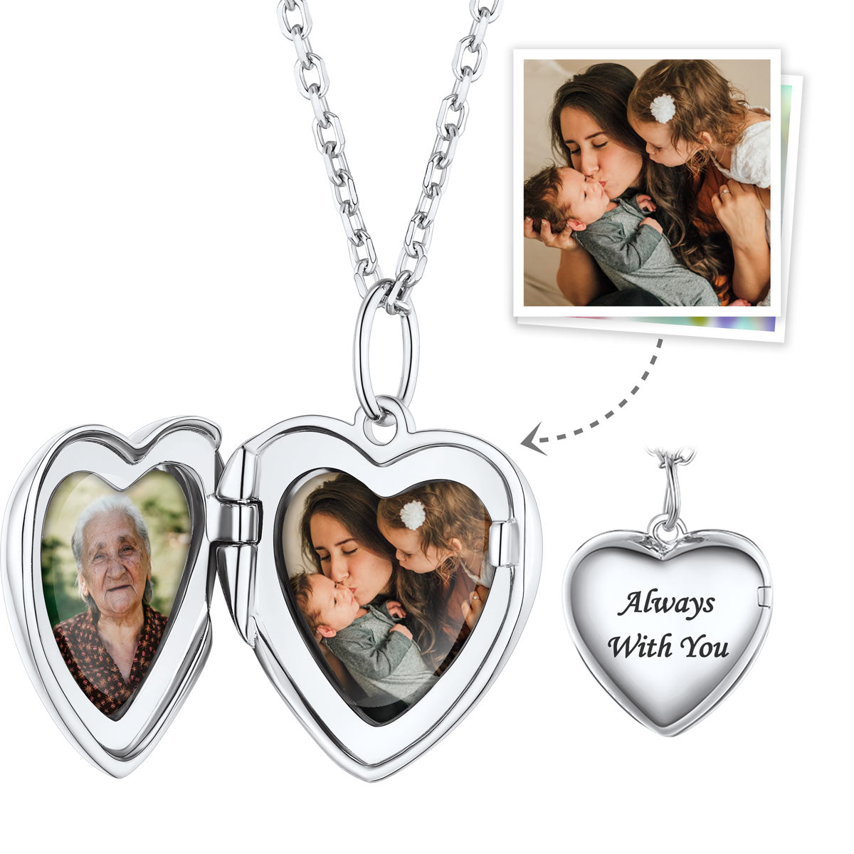 Personalized Heart Locket Necklace with Pictures