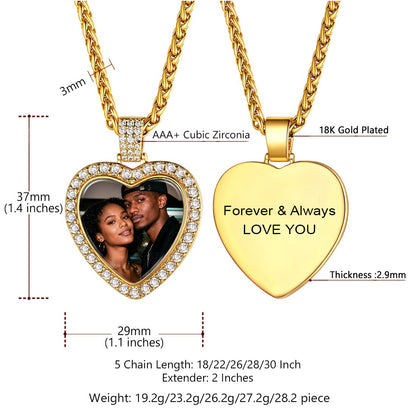 Personalized Heart Photo Pendant Necklace Dimension, Durable