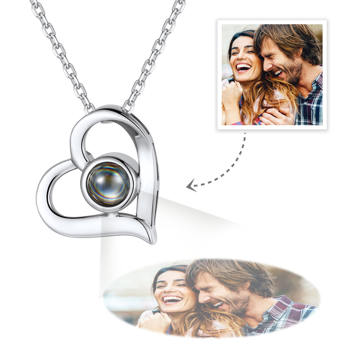 Personalized Heart Photo Projection Necklace