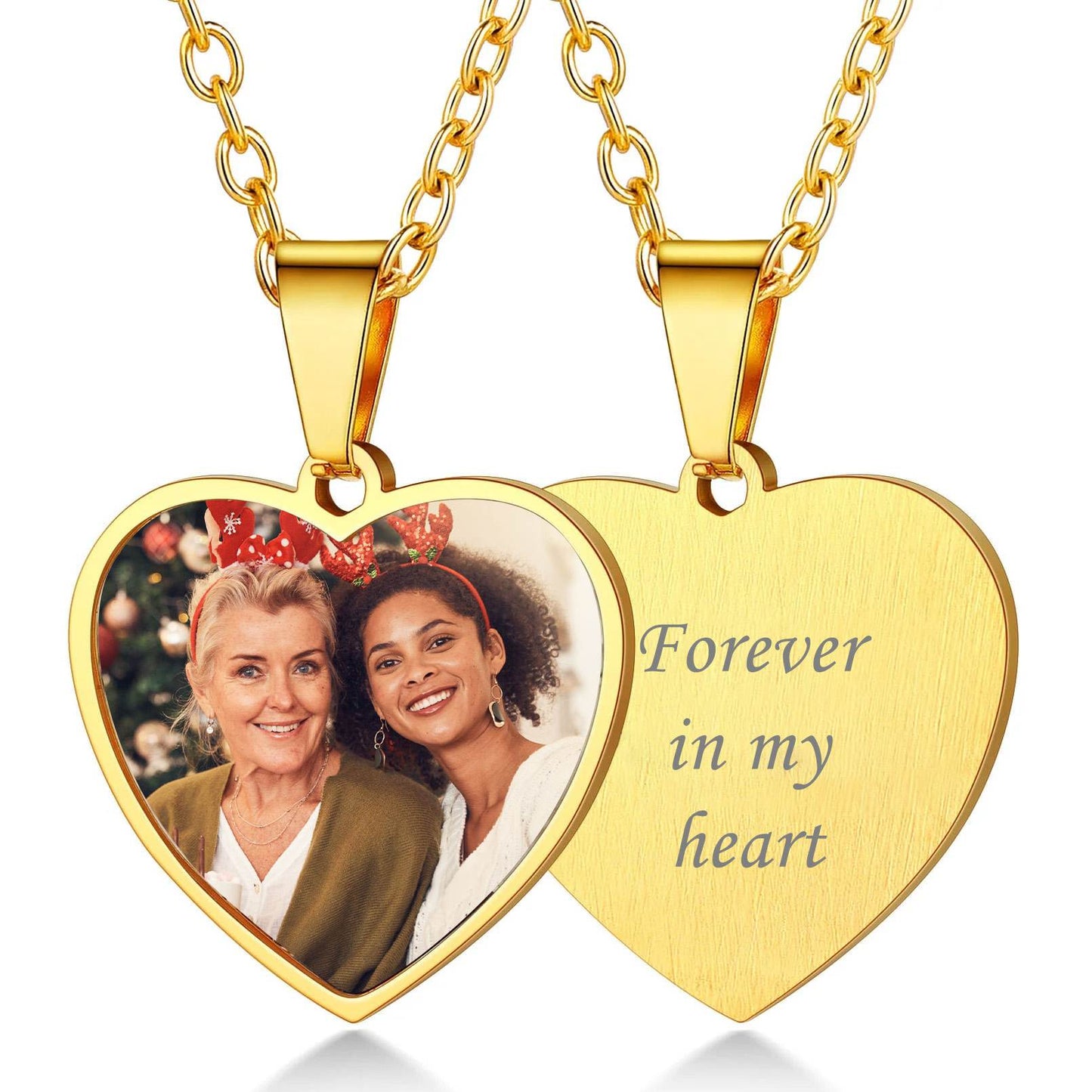 Personalized Heart Picture Necklace for Women Gold Plated