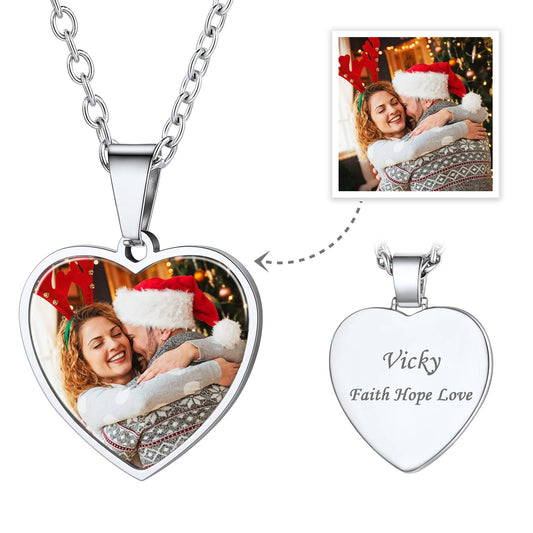 Personalized Heart Picture Necklaces for Women for Christmas