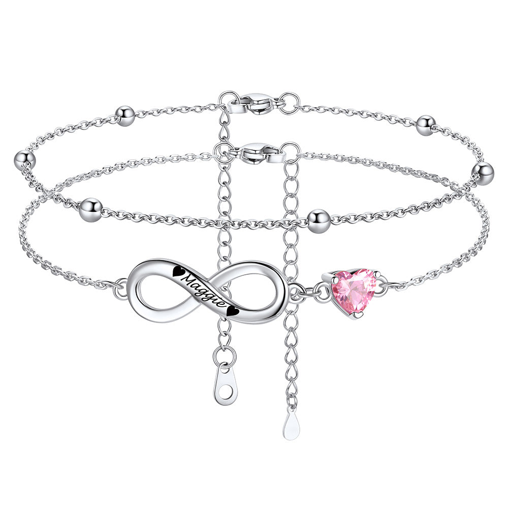 Personalized Infinity Layer Ankle Bracelet Brass
