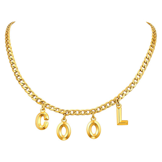 Personalized Initial Chain Choker Necklace for Women Men