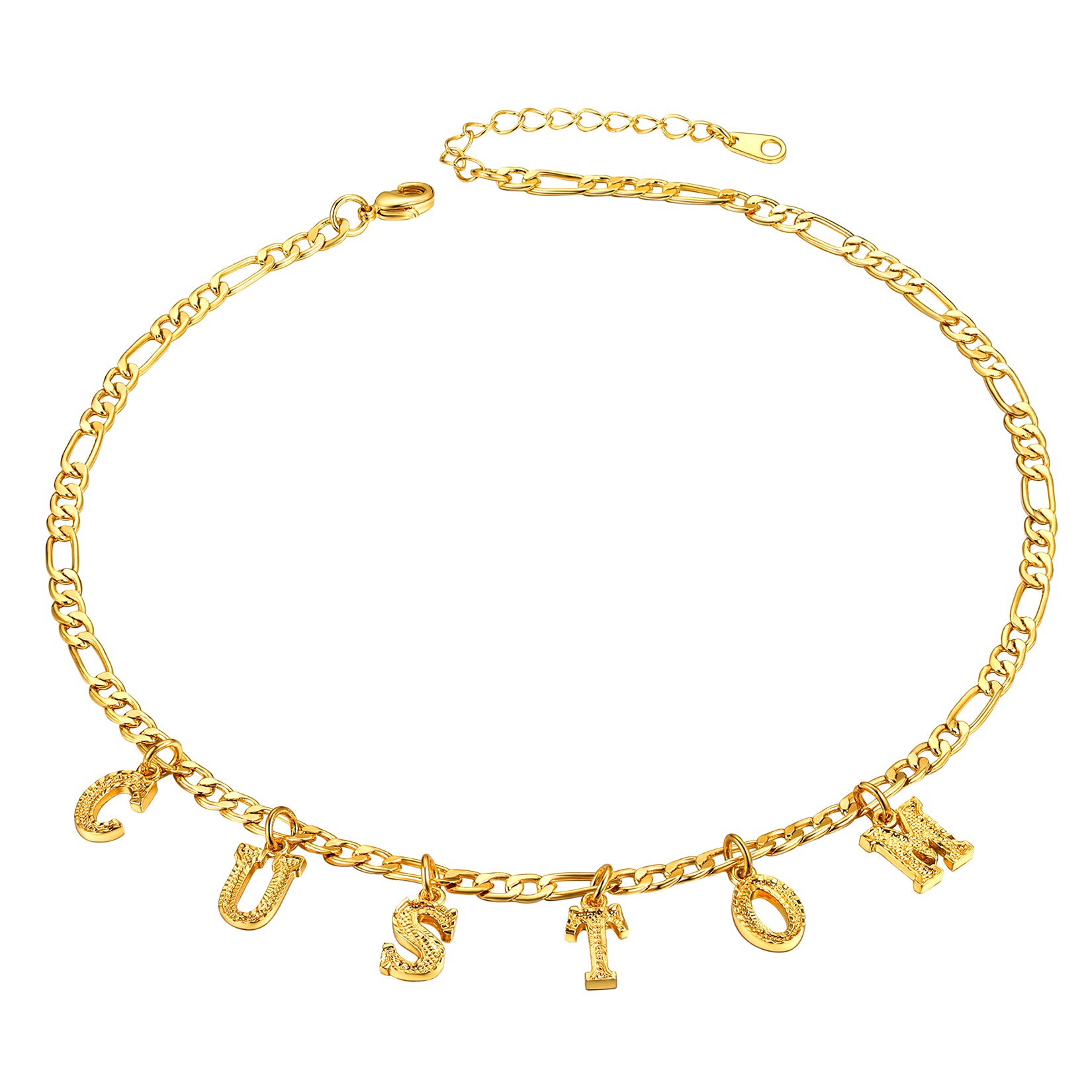 Personalized Initial Figaro Chain Choker Necklace