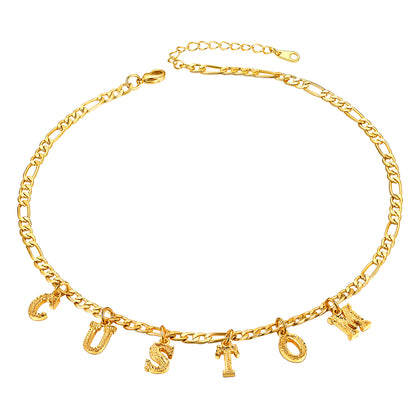 Personalized Initial Figaro Chain Choker Necklace