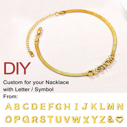 Custom Initial Herringbone Choker Necklace Gold Plated