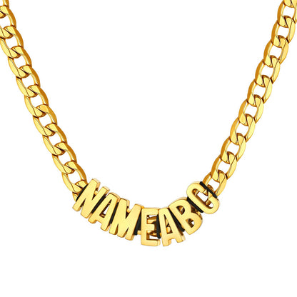 Personalized Initial Name Cuban Chain Necklace