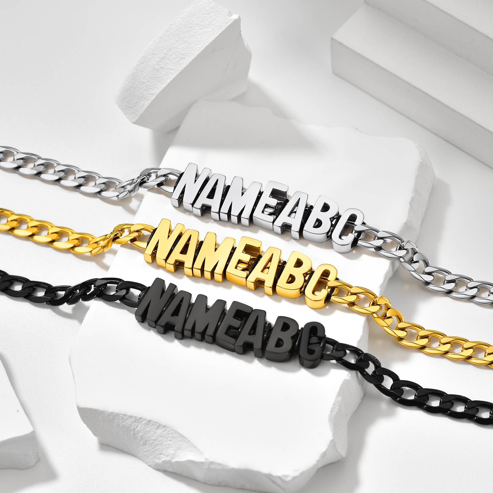 Personalized Initial Name Cuban Chain Necklace in different color