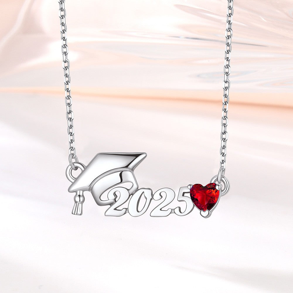 Personalized January Birthstone Graduation Necklace