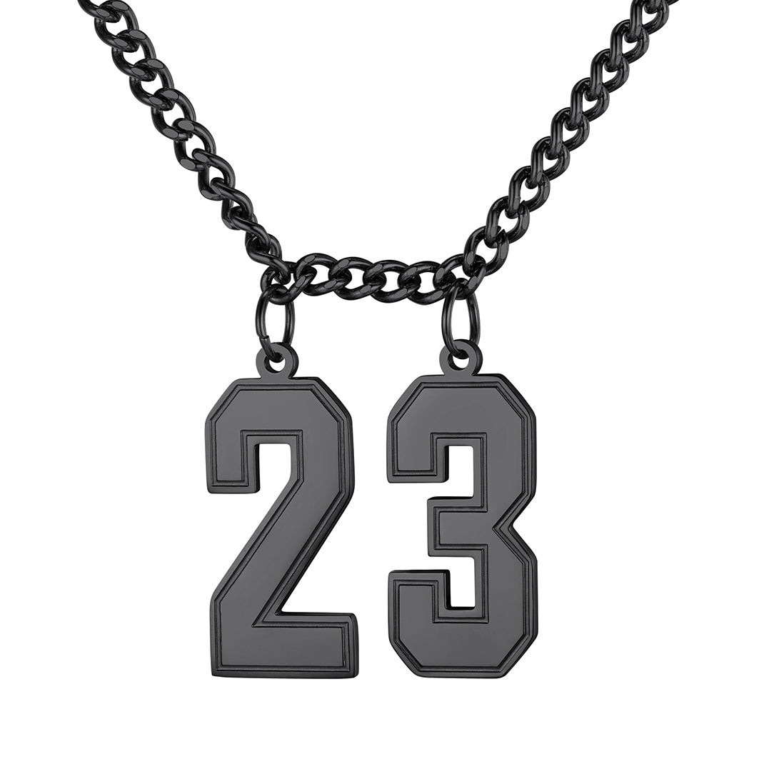 Personalized Jersey Number Necklace Black Plated