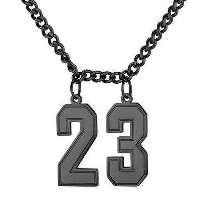Personalized Jersey Number Necklace Black Plated