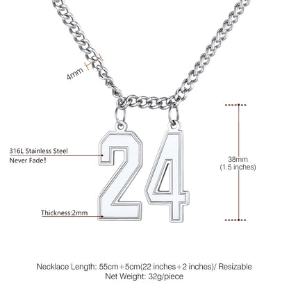 Personalized Jersey Number Necklace Dimension, Durable, Solid