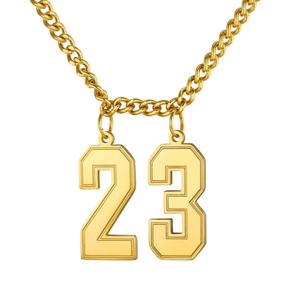 Personalized Jersey Number Necklace Gold Plated