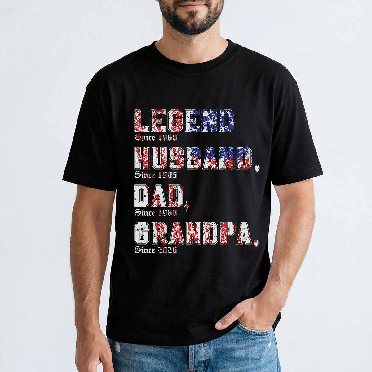 Personalized Legend T Shirt for Dad Black
