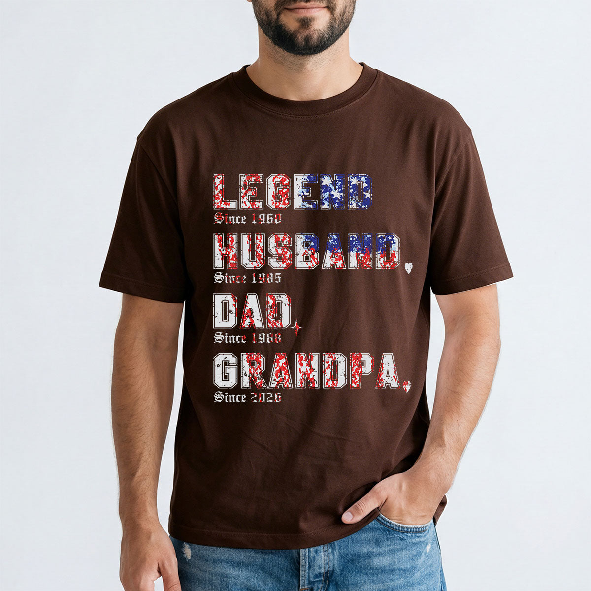 Personalized Legend T Shirt for Dad Brown