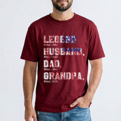 Personalized Legend T Shirt for Dad Dark Red