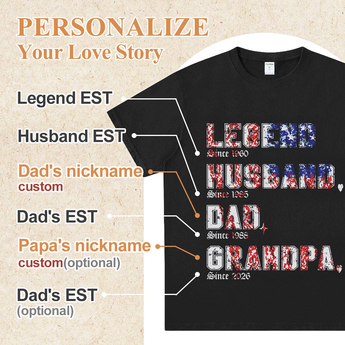 Personalized Legend T Shirt for Dad Detail