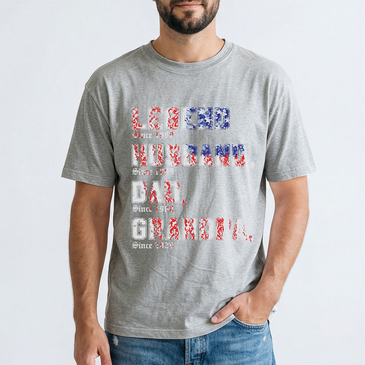 Personalized Legend T Shirt for Dad Grey