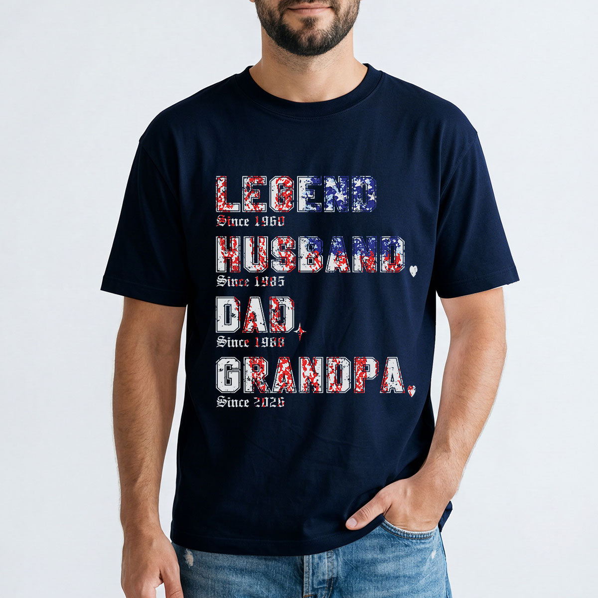 Personalized Legend T Shirt for Dad Navy blue