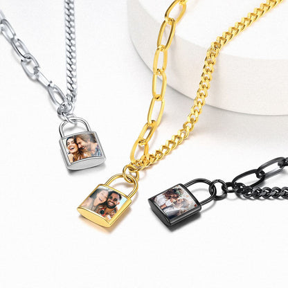 Personalized Lock Chian Necklace in differenti color