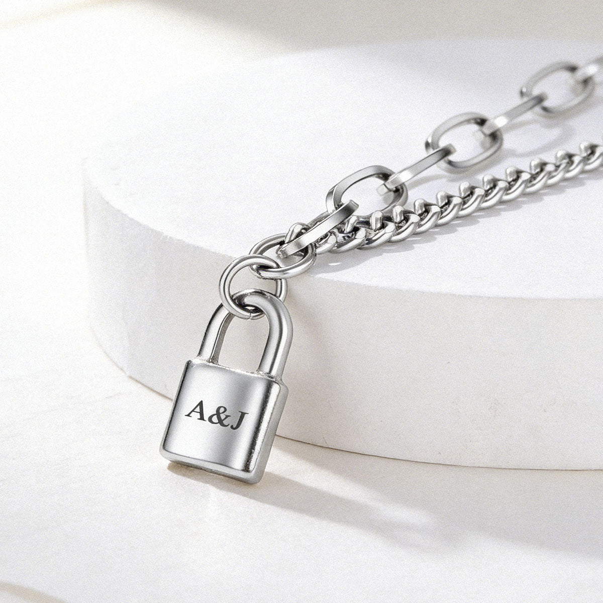 Personalized Lock Necklace Steel