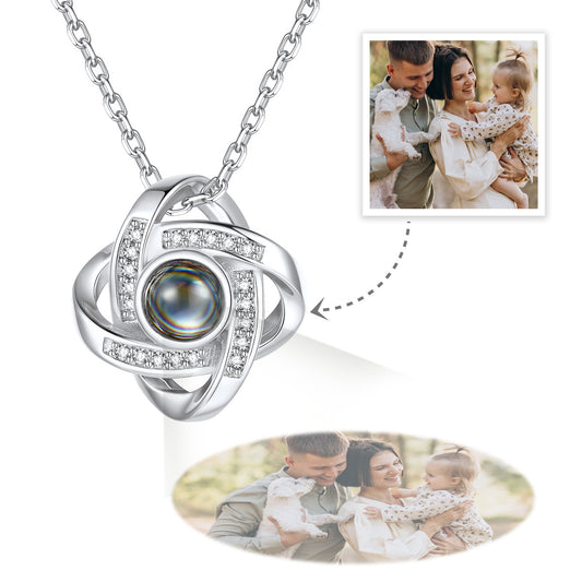 Personalized Love Knot Photo Projection Necklace for Women