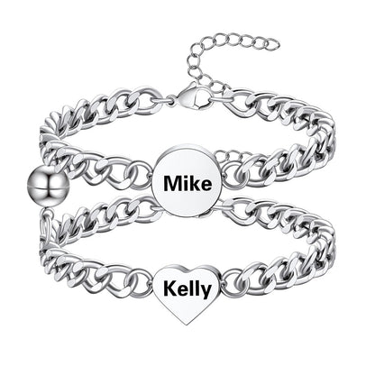 Personalized Magnetic Cuban Chain Couple Bracelet