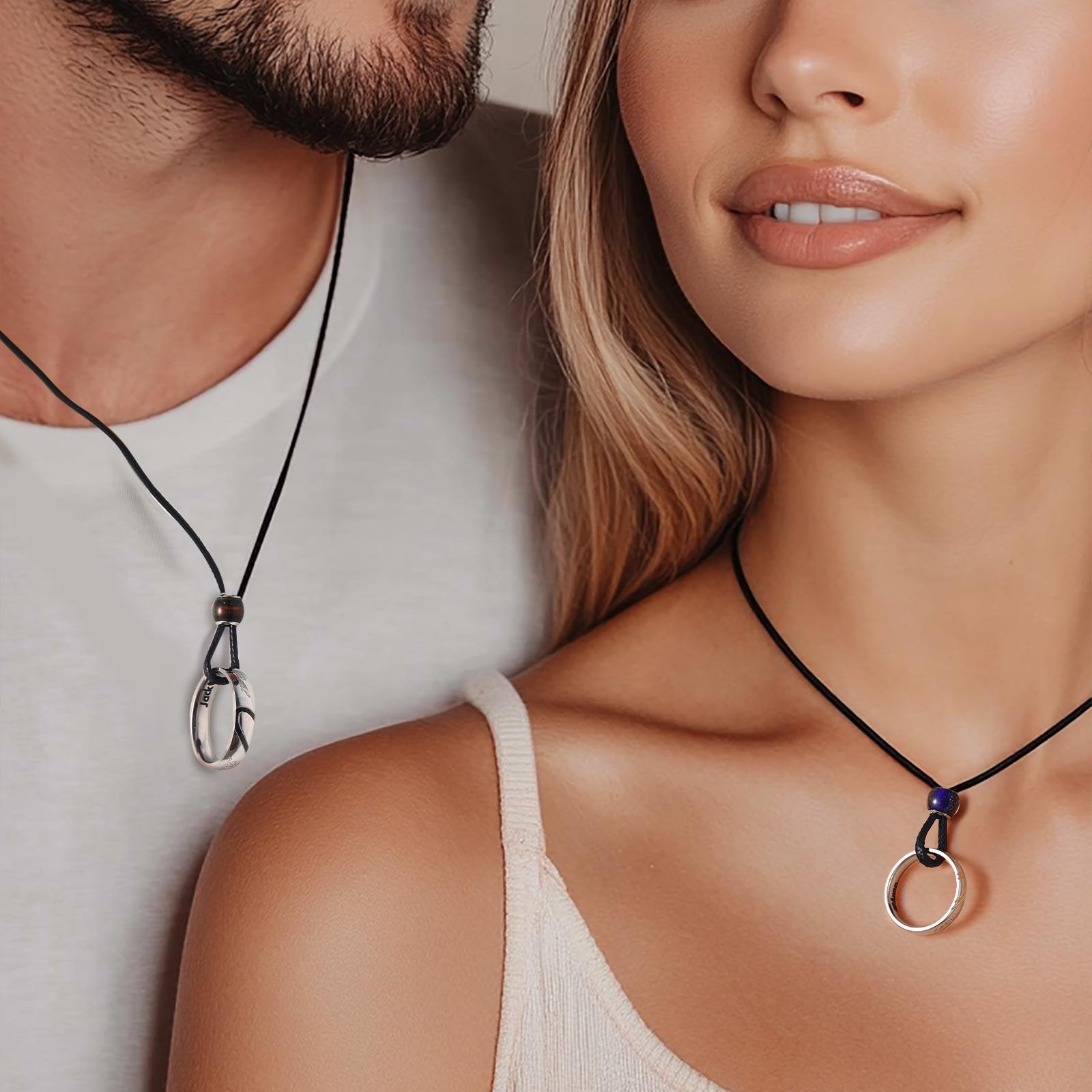 Personalized Matching Ring Pendant Necklaces