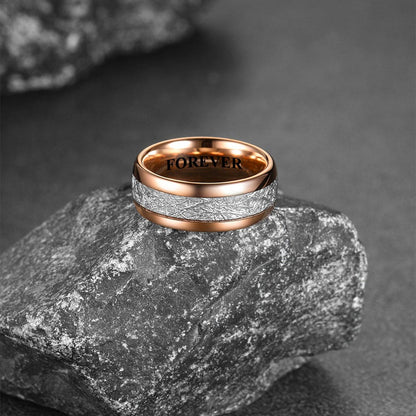 Personalized Meteorite Inlay Tungsten Carbide Ring