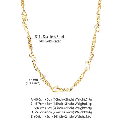 Personalized Multi Name Cuban Link Necklace Dimension, Durable