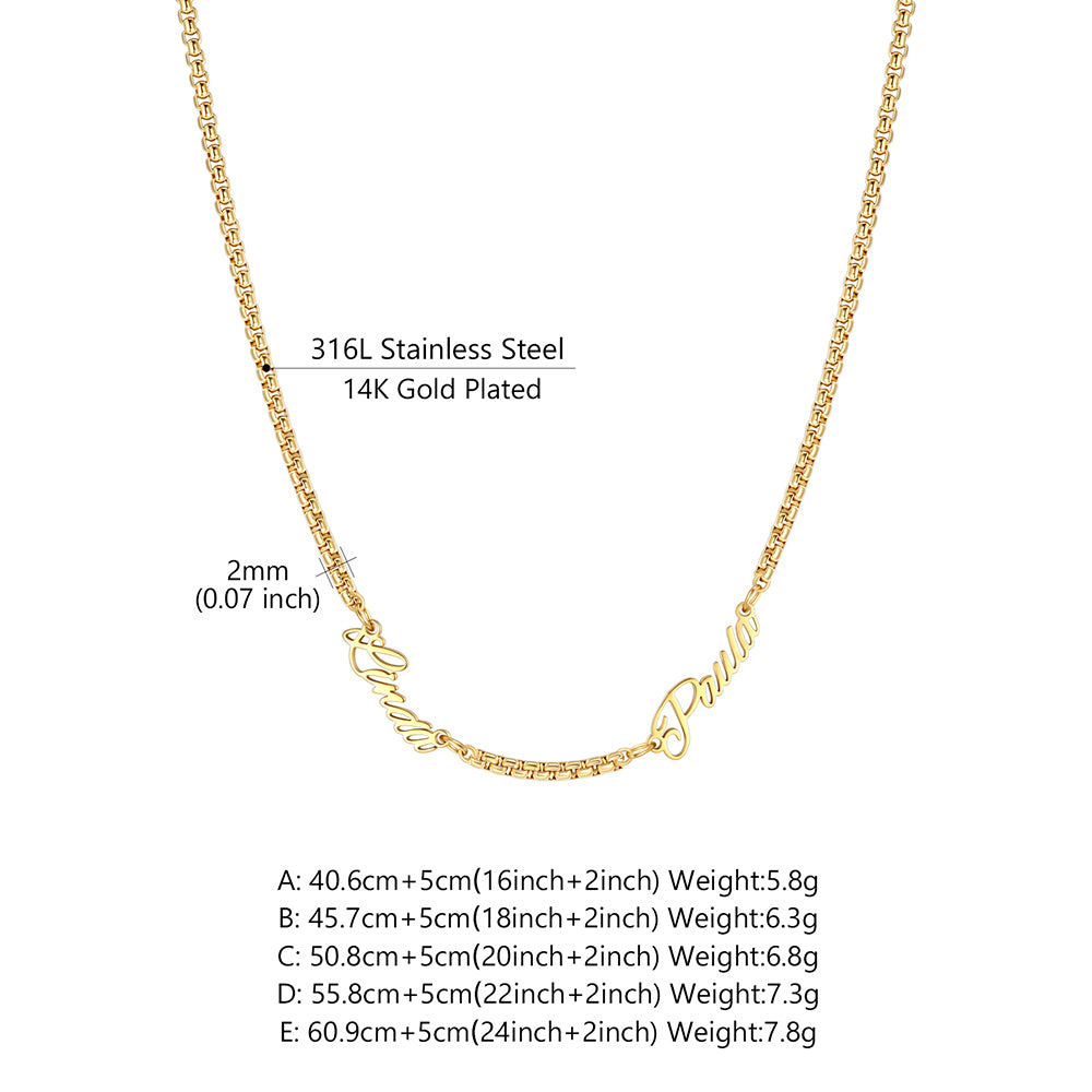 Personalized Multi Name Rolo Chain Necklace for Women Dimension, Durable