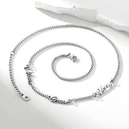 Personalized Multi Name Rolo Chain Necklace in Steel