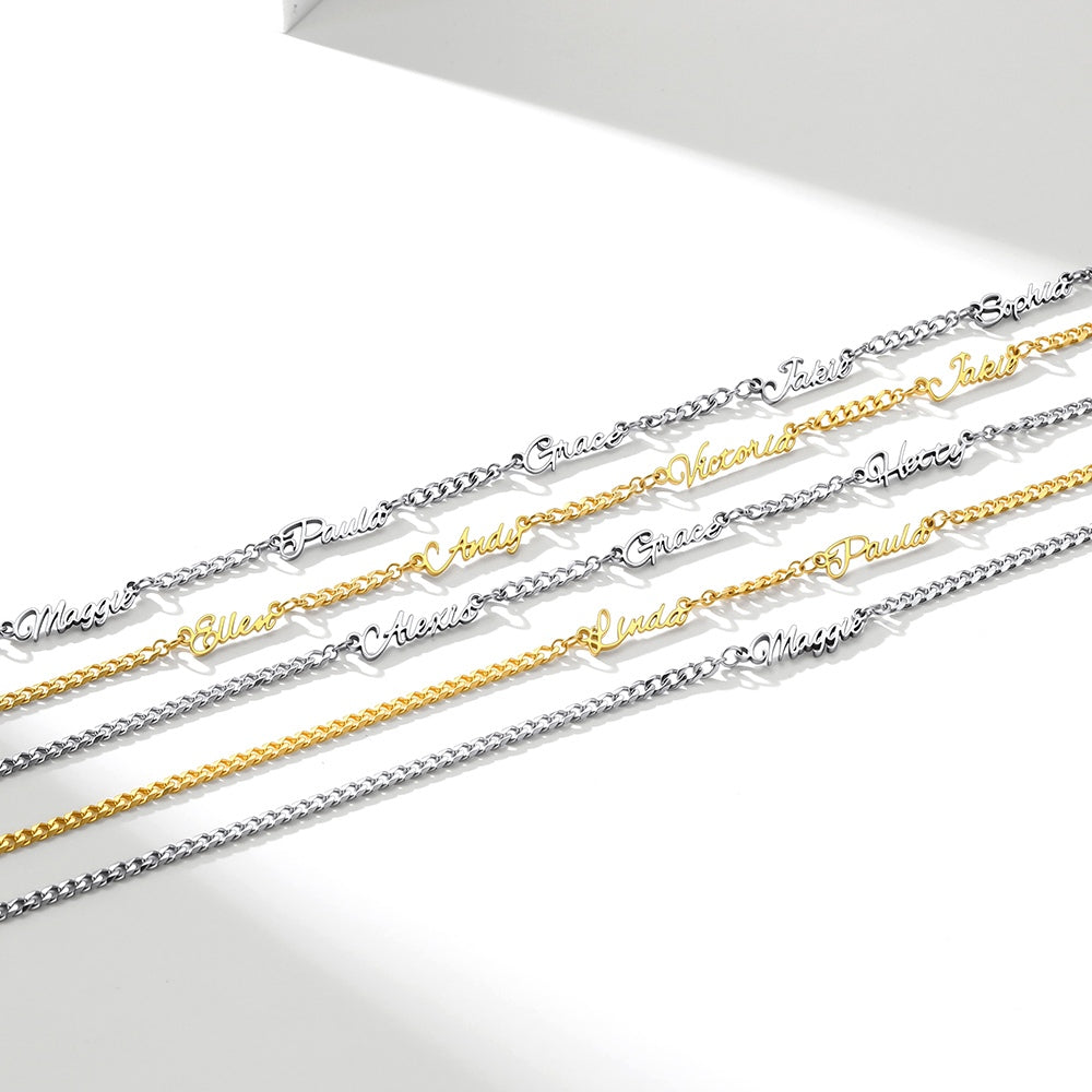 Personalized Multi Nameplate Cuban Link Necklace in different color