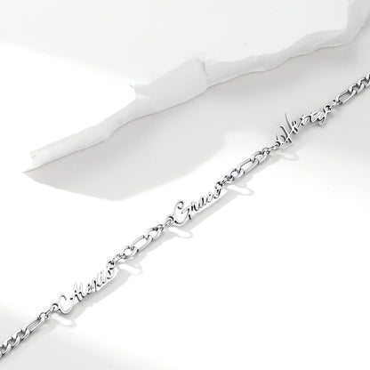 Personalized Multi Nameplate Figaro Link Necklace Steel