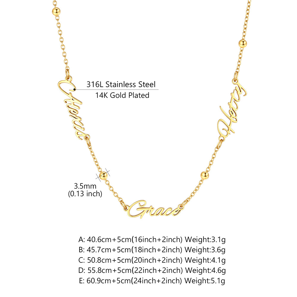Personalized Multi Nameplate Necklace for Women Dimension, Durable, Solid