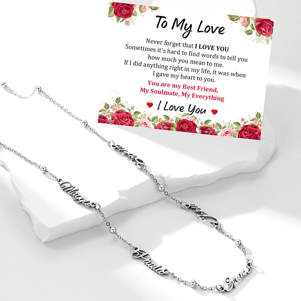 Personalized Multi Nameplate Necklace with greeting card