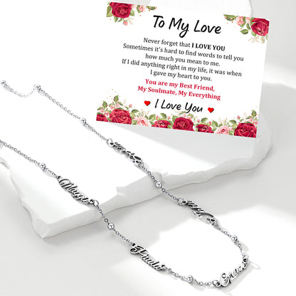 Personalized Multi Nameplate Necklace with greeting card