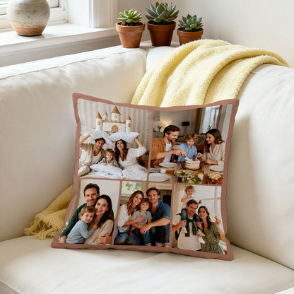 Personalized Multi Photos Throw Pillow on the sofa