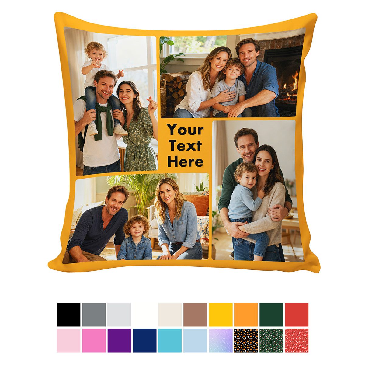 Personalized Multi Photos Throw Pillow with Picture and Text