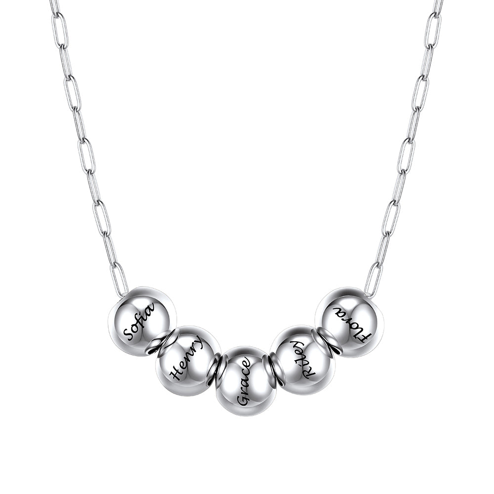 Personalized Name 1-8 Bead Balls Necklace for Women