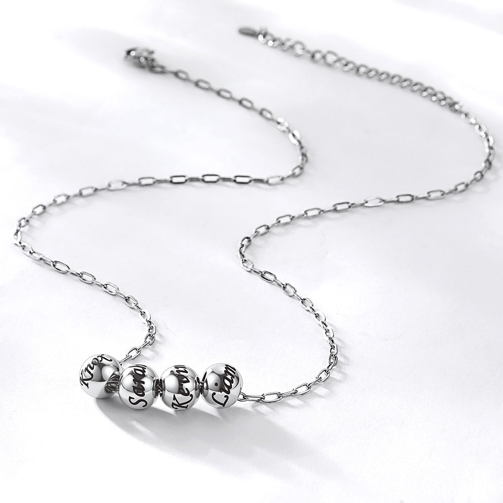 Personalized Name 1-8 Bead Balls Necklace in Steel