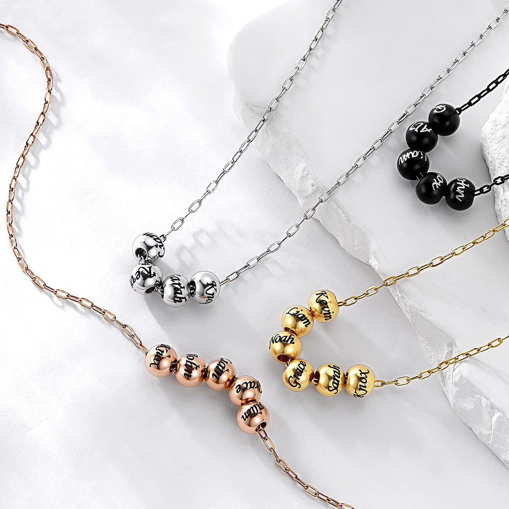 Personalized Name 1-8 Bead Balls Necklace in different color