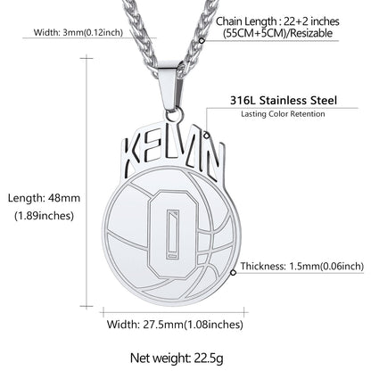Personalized Name Ball Sport Necklaces Dimension, Durable