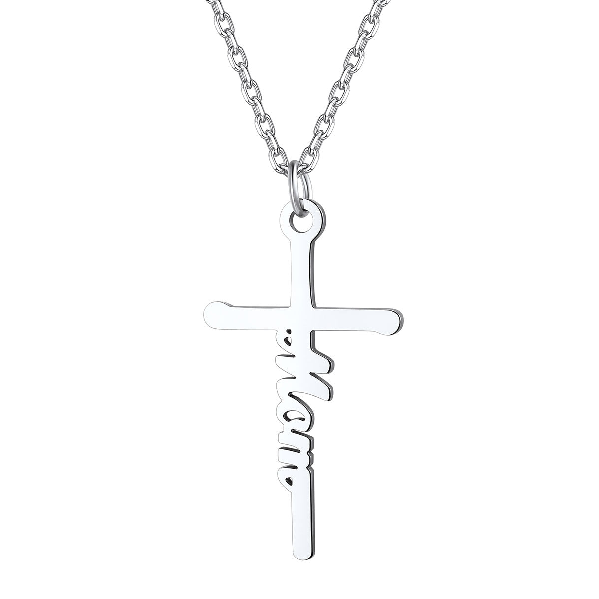 Personalized Name Cross Necklace for Mom